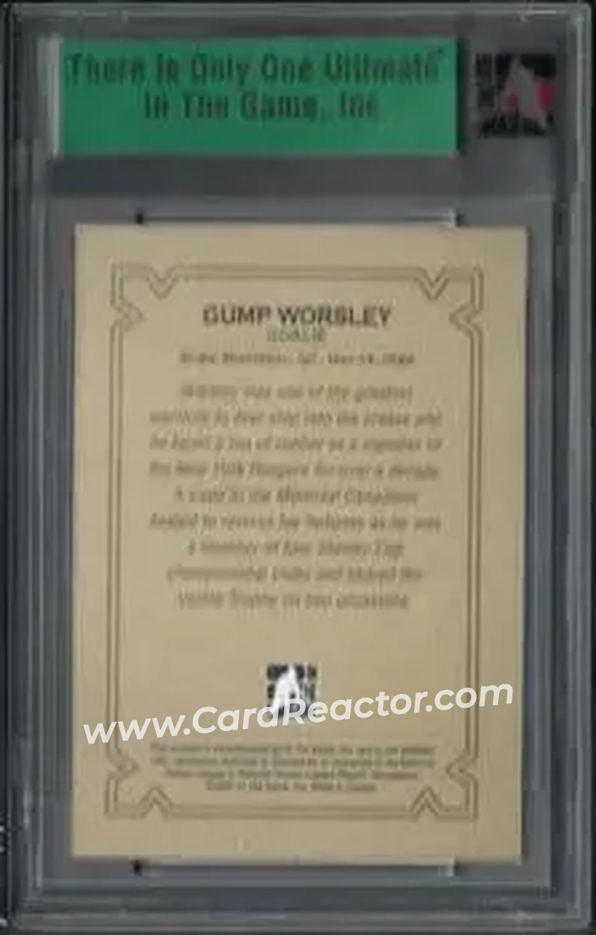 2006-07 In The Game Ultimate Memorabilia #NNO - Gump Worsley - Montreal Canadiens - Back