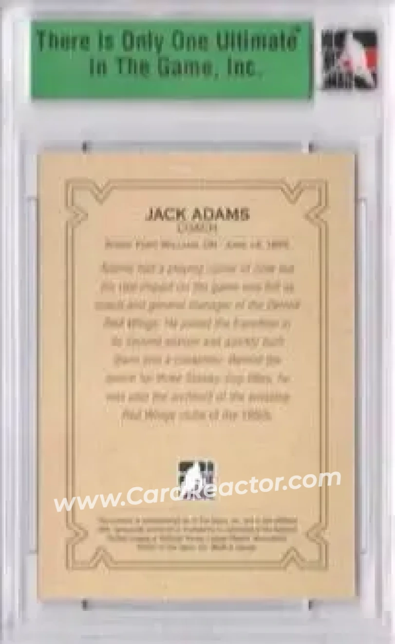 2006-07 In The Game Ultimate Memorabilia #NNO - Jack Adams - Detroit Red Wings - Back 2006-07 In The Game Ultimate Memorabilia #NNO - Jack Adams - Detroit Red Wings - Back
