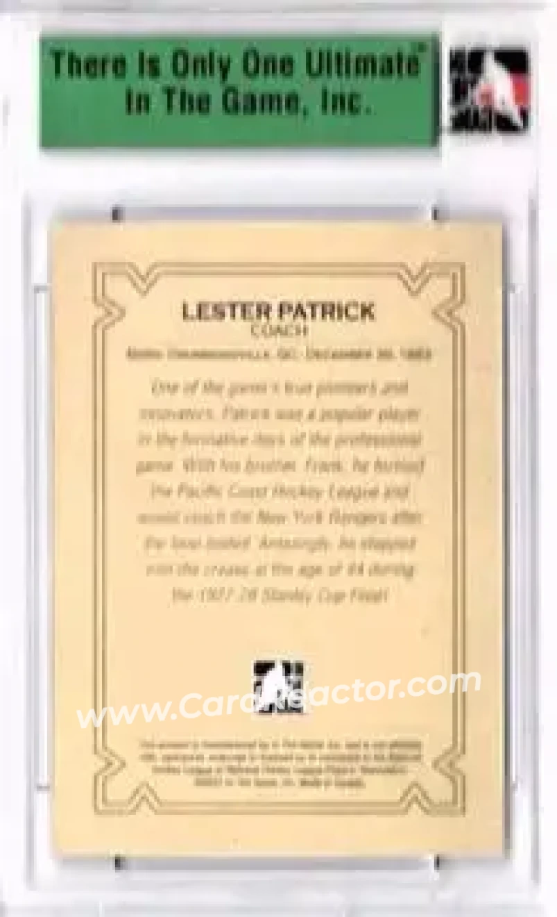 2006-07 In The Game Ultimate Memorabilia #NNO - Lester Patrick - New York Rangers - Back