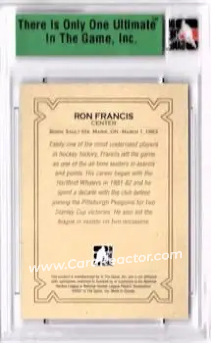 2006-07 In The Game Ultimate Memorabilia #NNO - Ron Francis - Carolina Hurricanes - Back 2006-07 In The Game Ultimate Memorabilia #NNO - Ron Francis - Carolina Hurricanes - Back