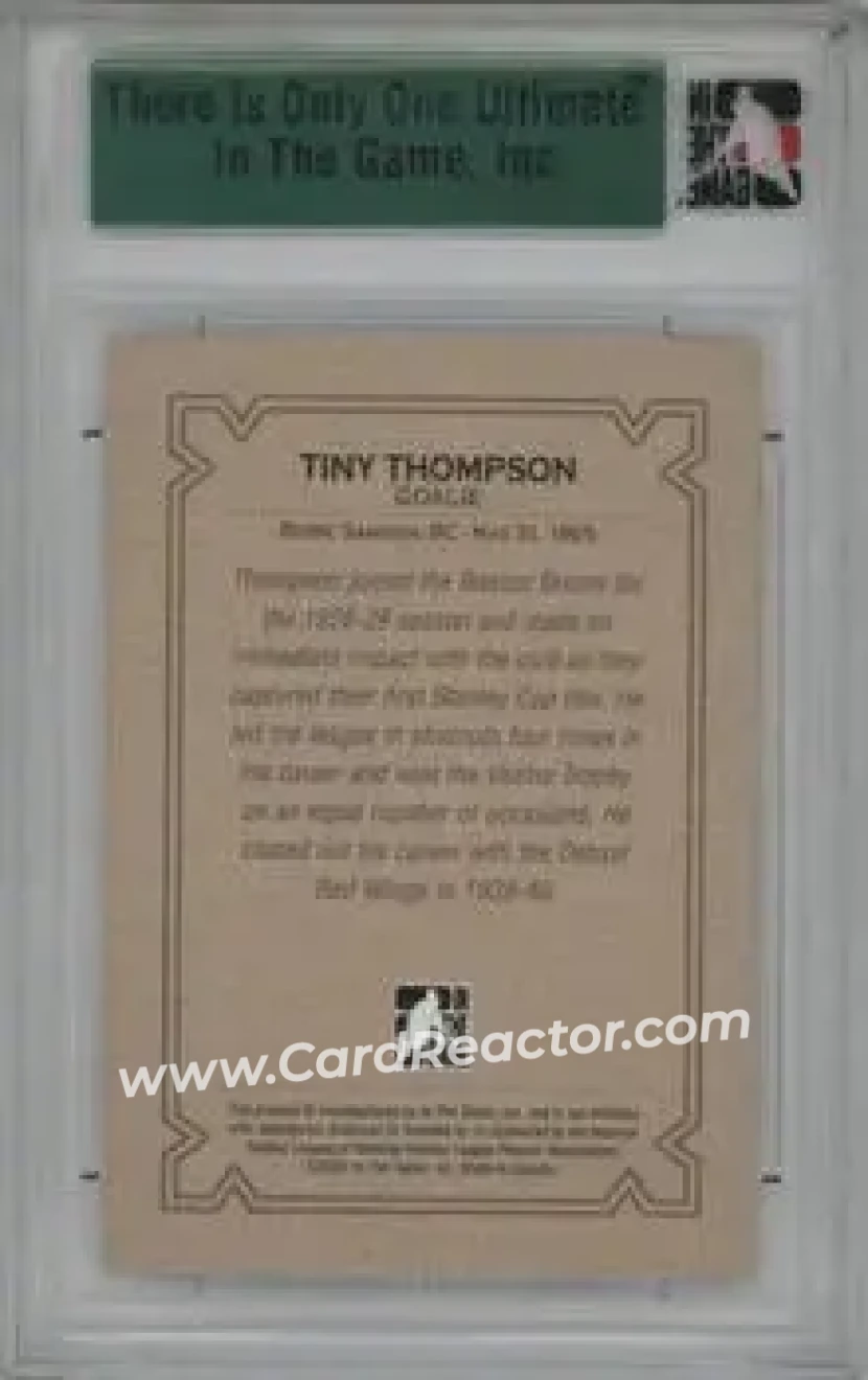 2006-07 In The Game Ultimate Memorabilia #NNO - Tiny Thompson - Boston Bruins - Back 2006-07 In The Game Ultimate Memorabilia #NNO - Tiny Thompson - Boston Bruins - Back