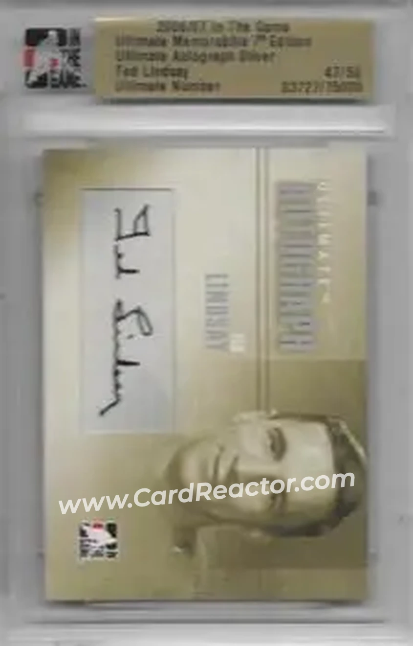 2006-07 In The Game Ultimate Memorabilia - Autos #NNO - Ted Lindsay - Detroit Red Wings - Front 2006-07 In The Game Ultimate Memorabilia - Autos #NNO - Ted Lindsay - Detroit Red Wings - Front