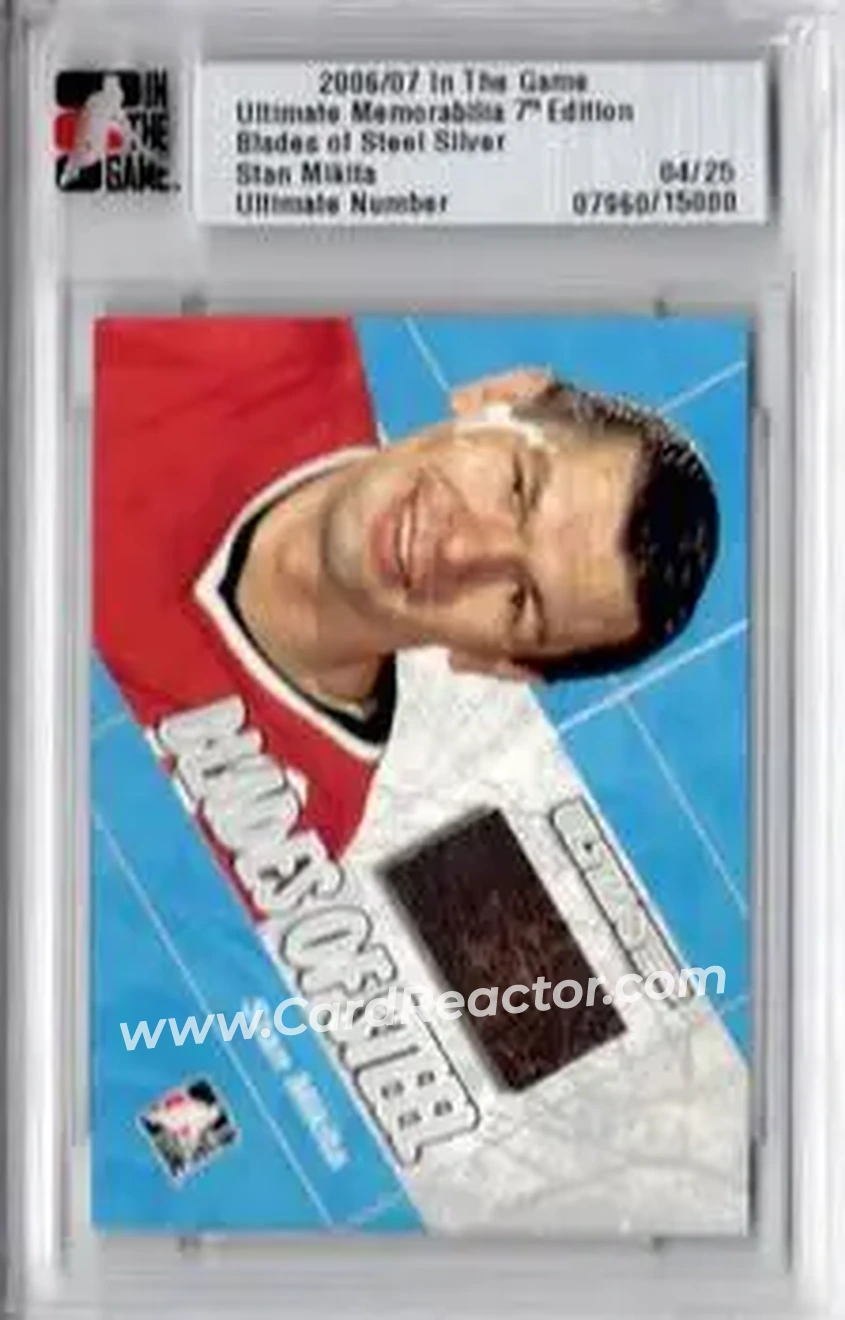 2006-07 In The Game Ultimate Memorabilia - Blades of Steel #NNO - Stan Mikita - Chicago Blackhawks - Front 2006-07 In The Game Ultimate Memorabilia - Blades of Steel #NNO - Stan Mikita - Chicago Blackhawks - Front