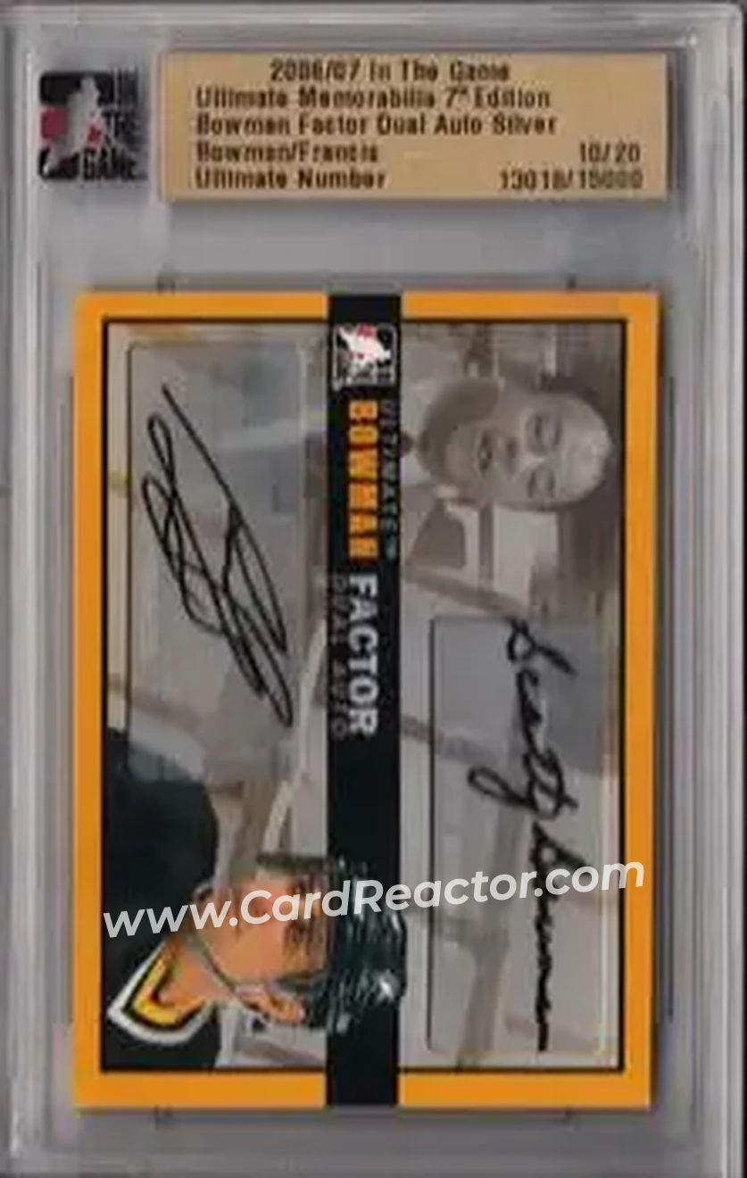 2006-07 In The Game Ultimate Memorabilia - Bowman Factor Autos #9 - Scotty Bowman - Ron Francis AU, PR20 - Pittsburgh Penguins - Pittsburgh Penguins - Front