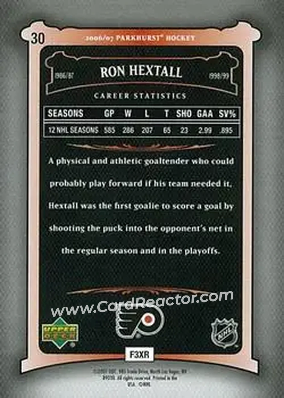 2006-07 Parkhurst #30 - Ron Hextall - Philadelphia Flyers - Back