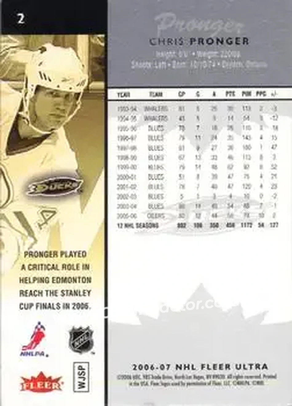 2006-07 Ultra #2 - Chris Pronger - Anaheim Ducks - Back