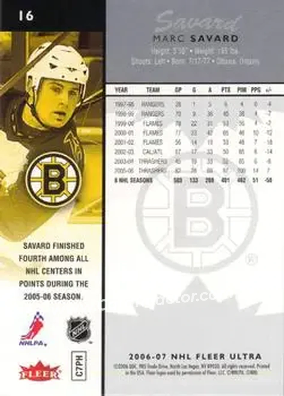 2006-07 Ultra #16 - Marc Savard - Boston Bruins - Back