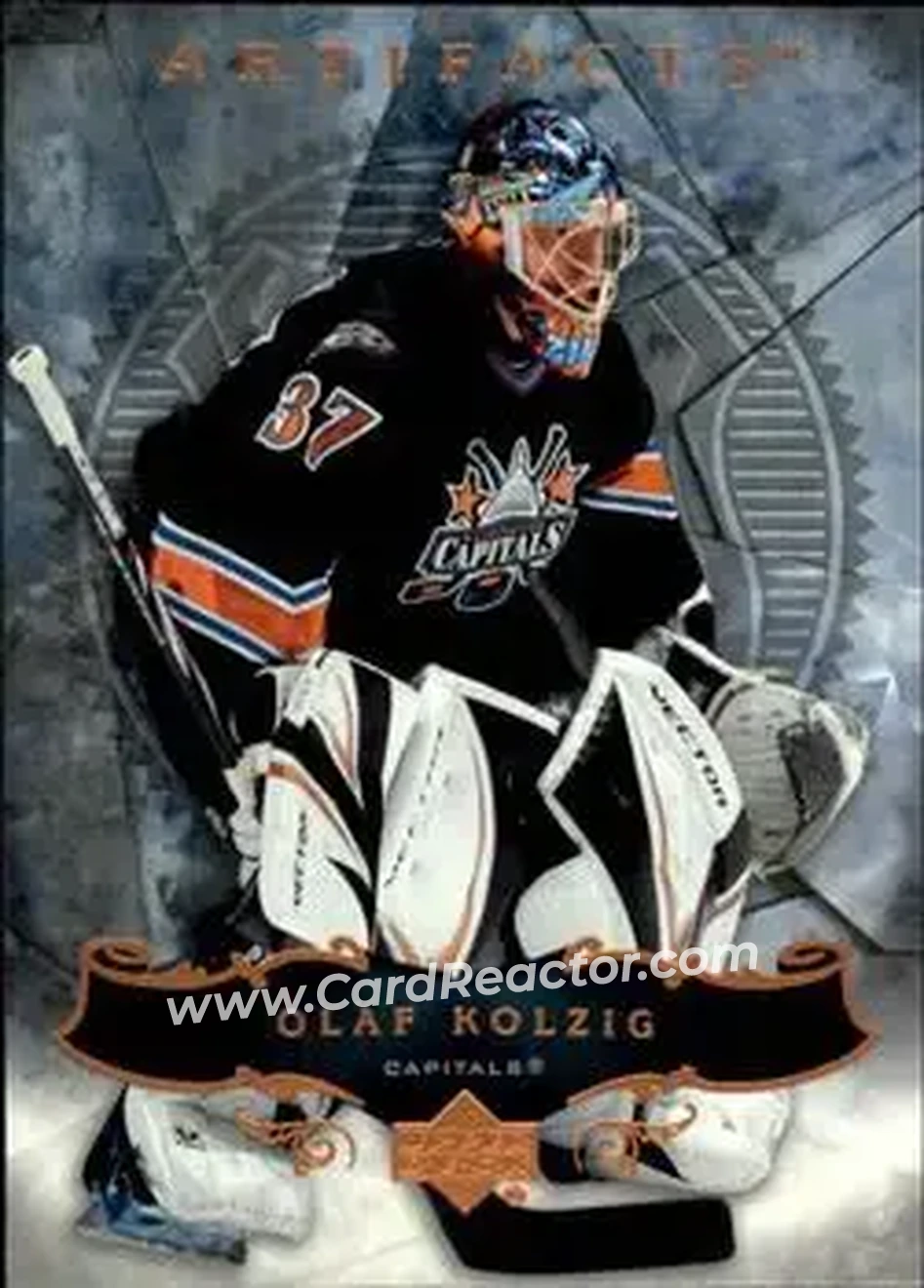 2006-07 Upper Deck Artifacts #2 - Olaf Kolzig - Washington Capitals - Front 2006-07 Upper Deck Artifacts #2 - Olaf Kolzig - Washington Capitals - Front