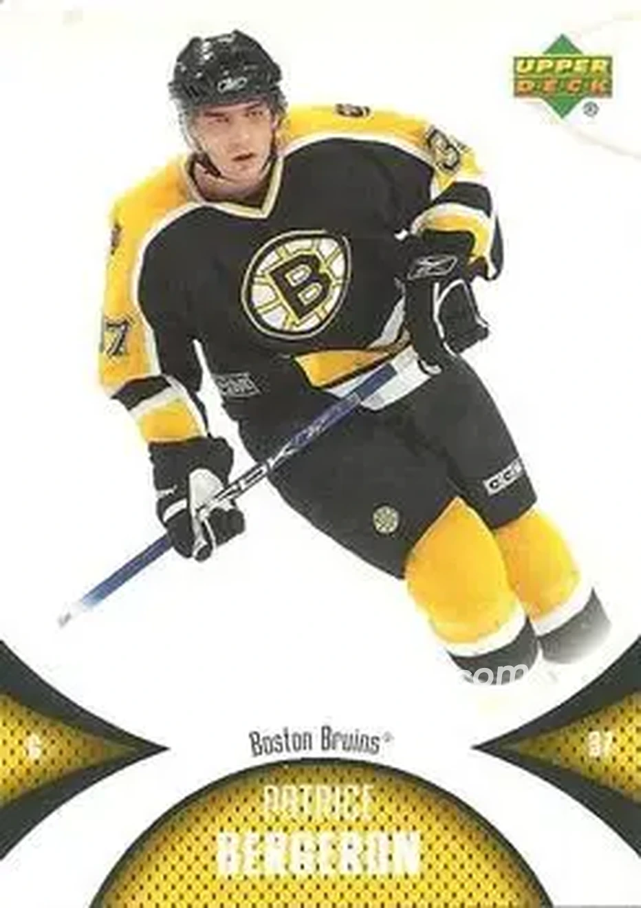 2006-07 Upper Deck Mini Jersey #7 - Patrice Bergeron - Boston Bruins - Front 2006-07 Upper Deck Mini Jersey #7 - Patrice Bergeron - Boston Bruins - Front