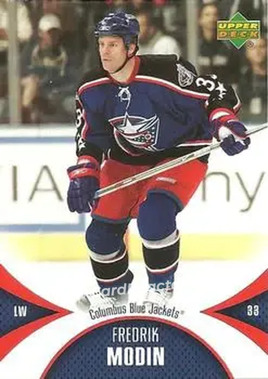 2006-07 Upper Deck Mini Jersey #28 - Fredrik Modin - Columbus Blue Jackets - Front