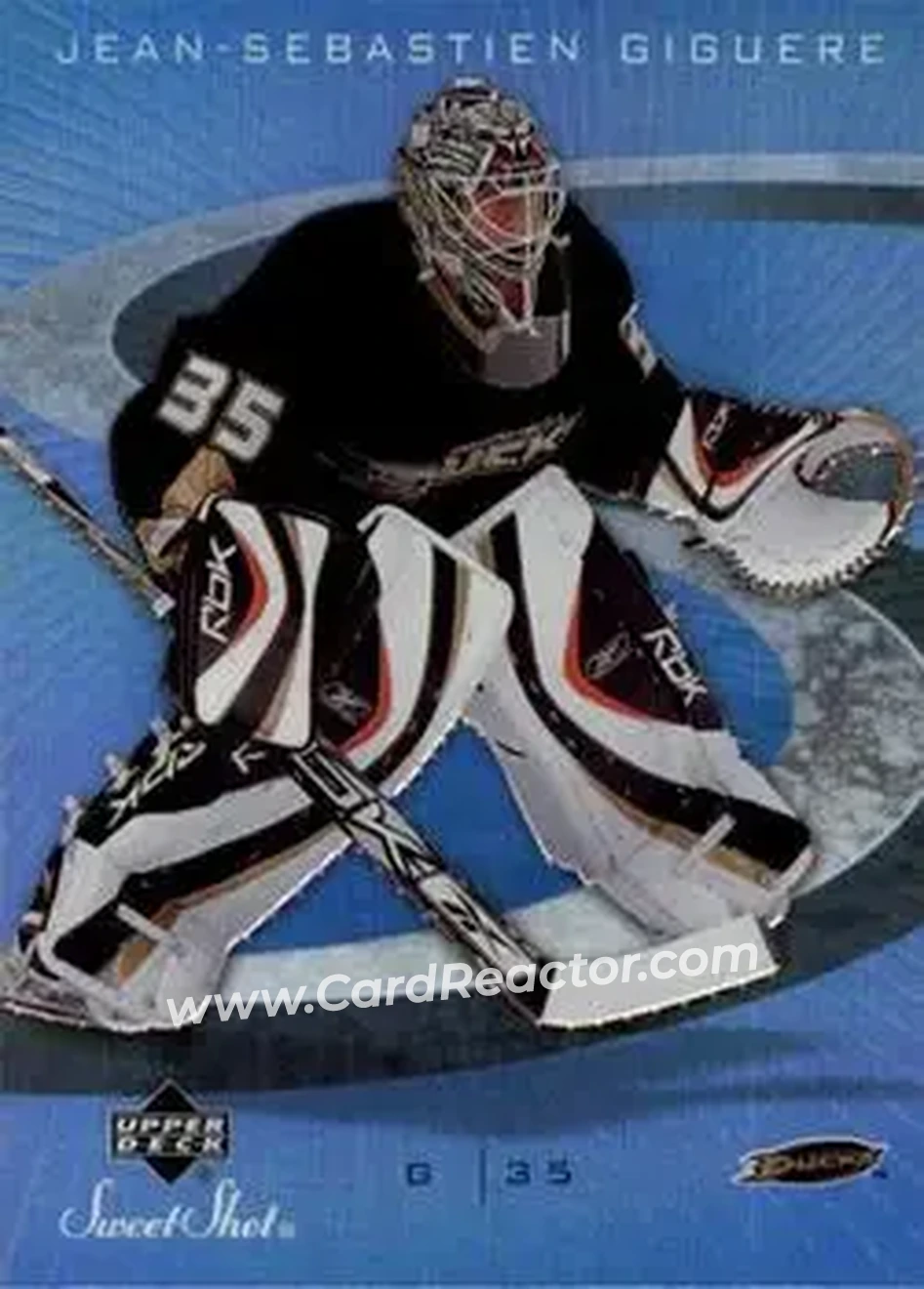 2006-07 Upper Deck Sweet Shot #3 - Jean-Sebastien Giguere - Anaheim Ducks - Front 2006-07 Upper Deck Sweet Shot #3 - Jean-Sebastien Giguere - Anaheim Ducks - Front