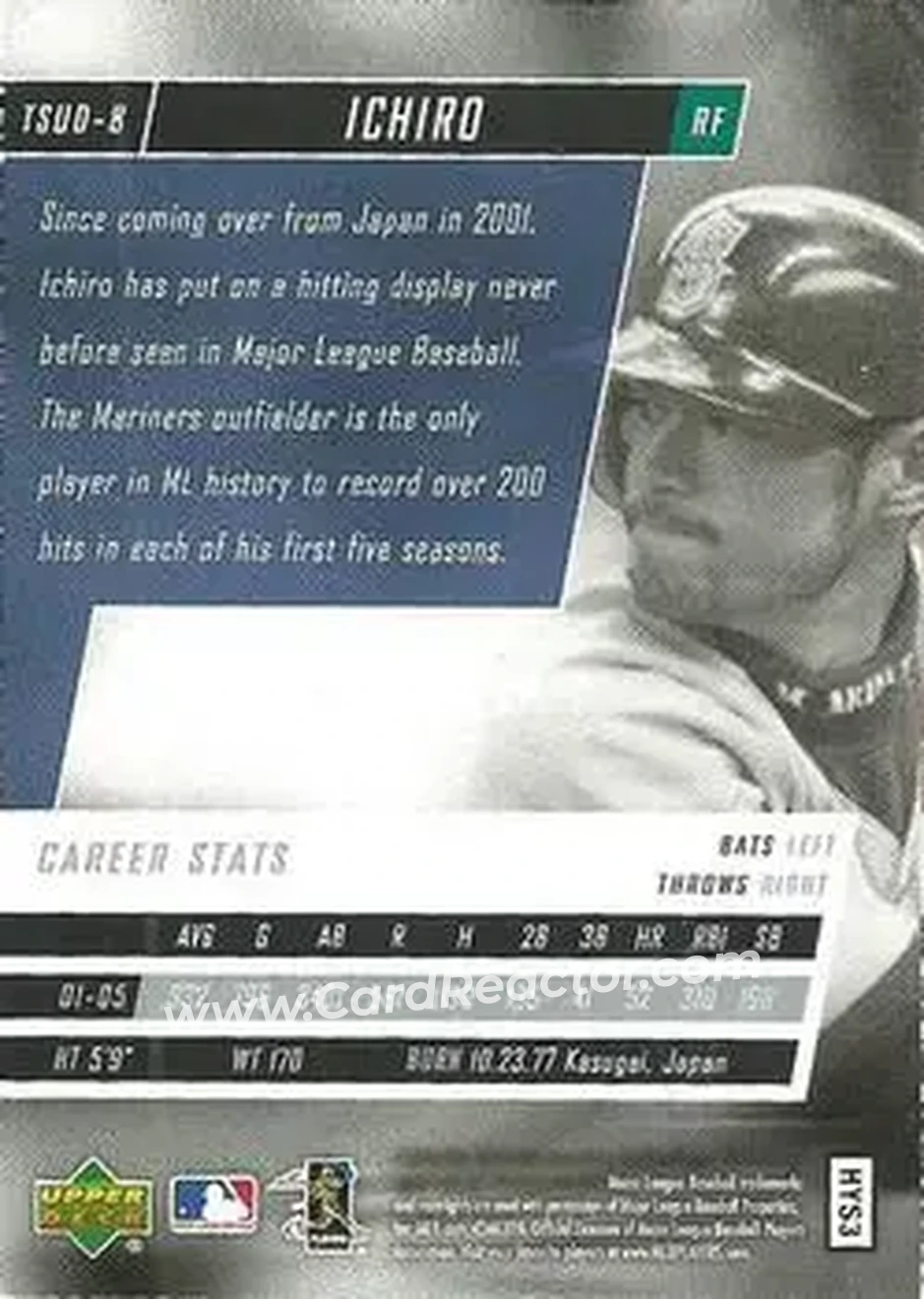 2006 Upper Deck Tuff Stuff #TSUD-8 - Ichiro - Seattle Mariners - Back