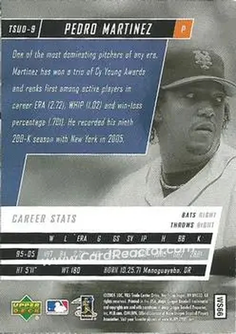 2006 Upper Deck Tuff Stuff #TSUD-9 - Pedro Martinez - New York Mets - Back 2006 Upper Deck Tuff Stuff #TSUD-9 - Pedro Martinez - New York Mets - Back