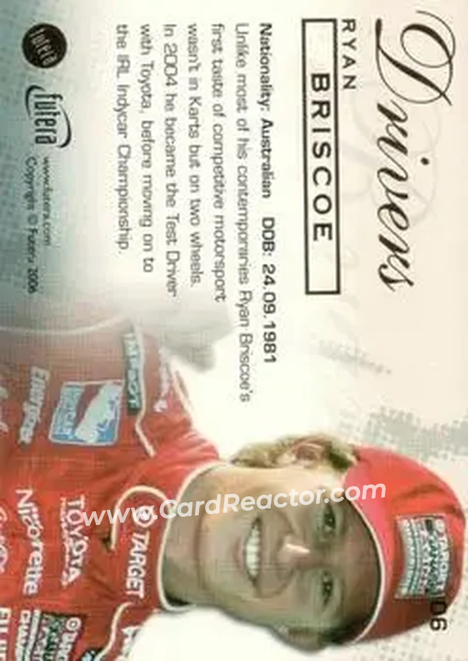 2006 Futera Grand Prix #06 - Ryan Briscoe - Toyota Racing - Back