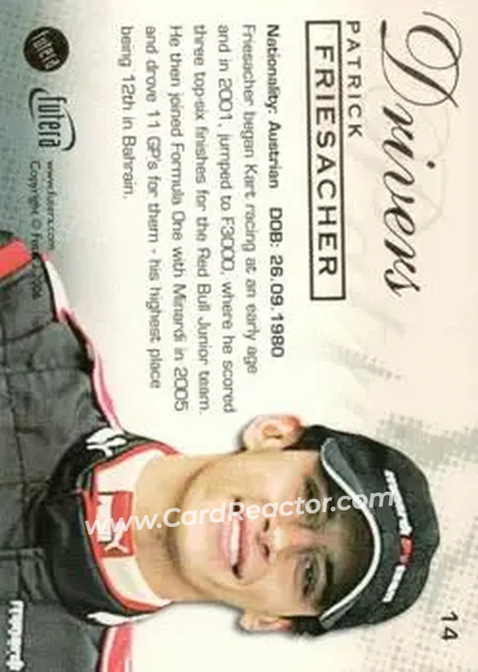 2006 Futera Grand Prix #14 - Patrick Friesacher - Minardi - Back