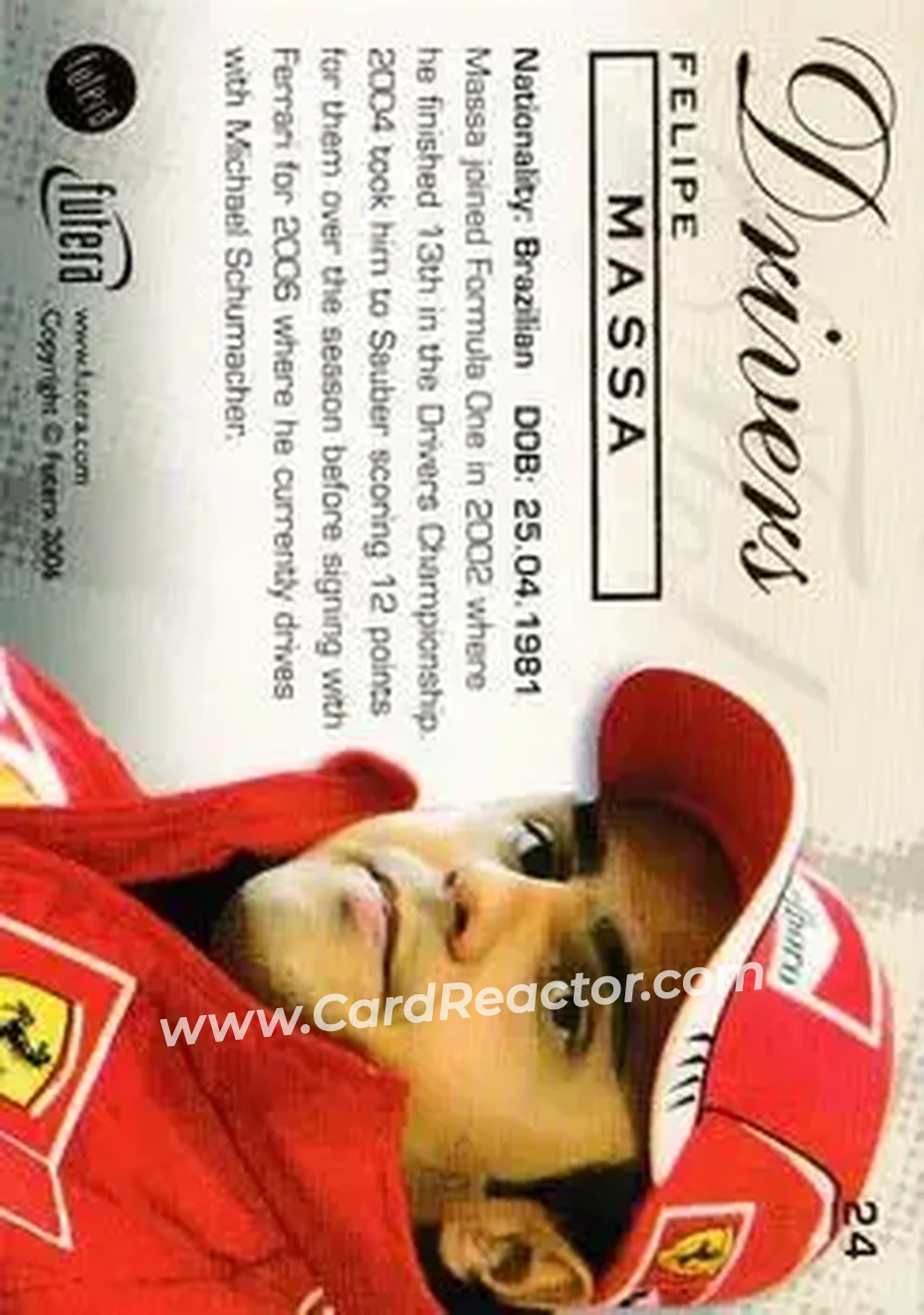 2006 Futera Grand Prix #24 - Felipe Massa - Ferrari - Back