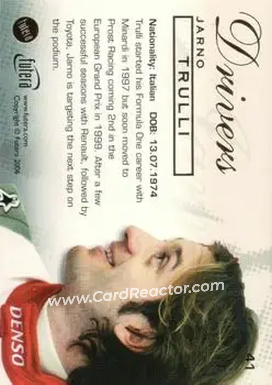 2006 Futera Grand Prix #41 - Jarno Trulli - Honda - Back