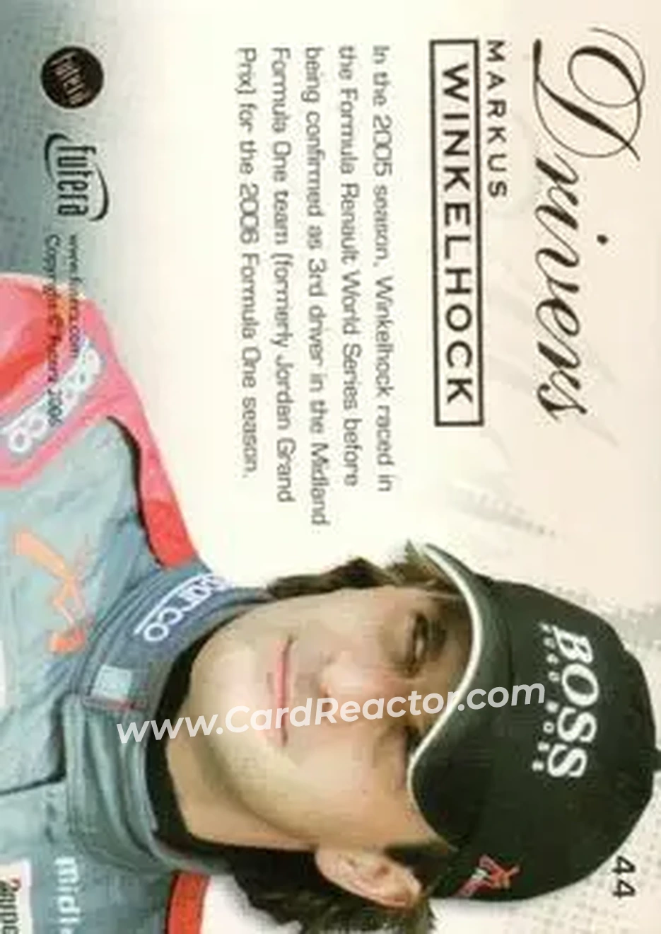 2006 Futera Grand Prix #44 - Markus Winkelhock - Midland F1 Racing - Back 2006 Futera Grand Prix #44 - Markus Winkelhock - Midland F1 Racing - Back