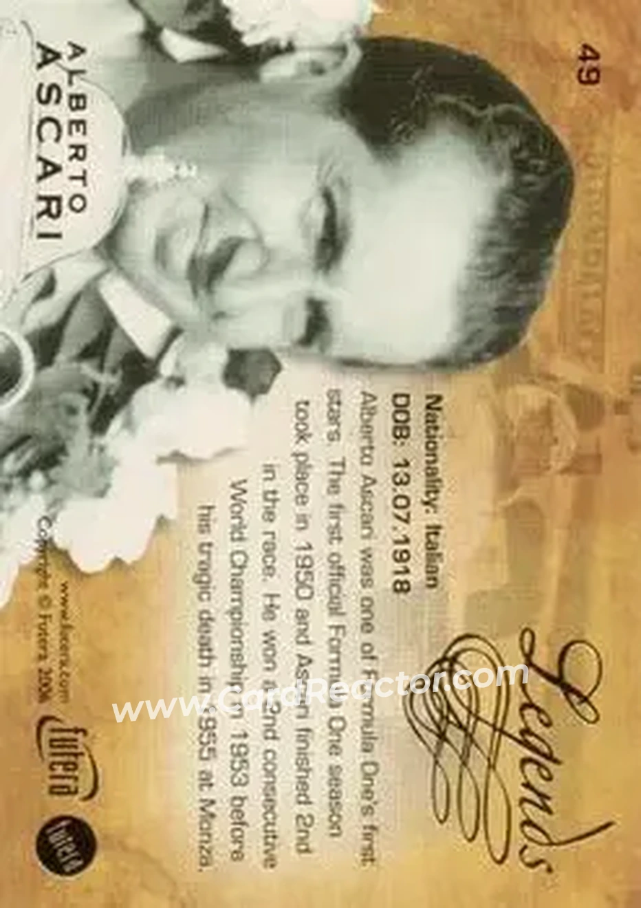 2006 Futera Grand Prix #49 - Alberto Ascari - Back