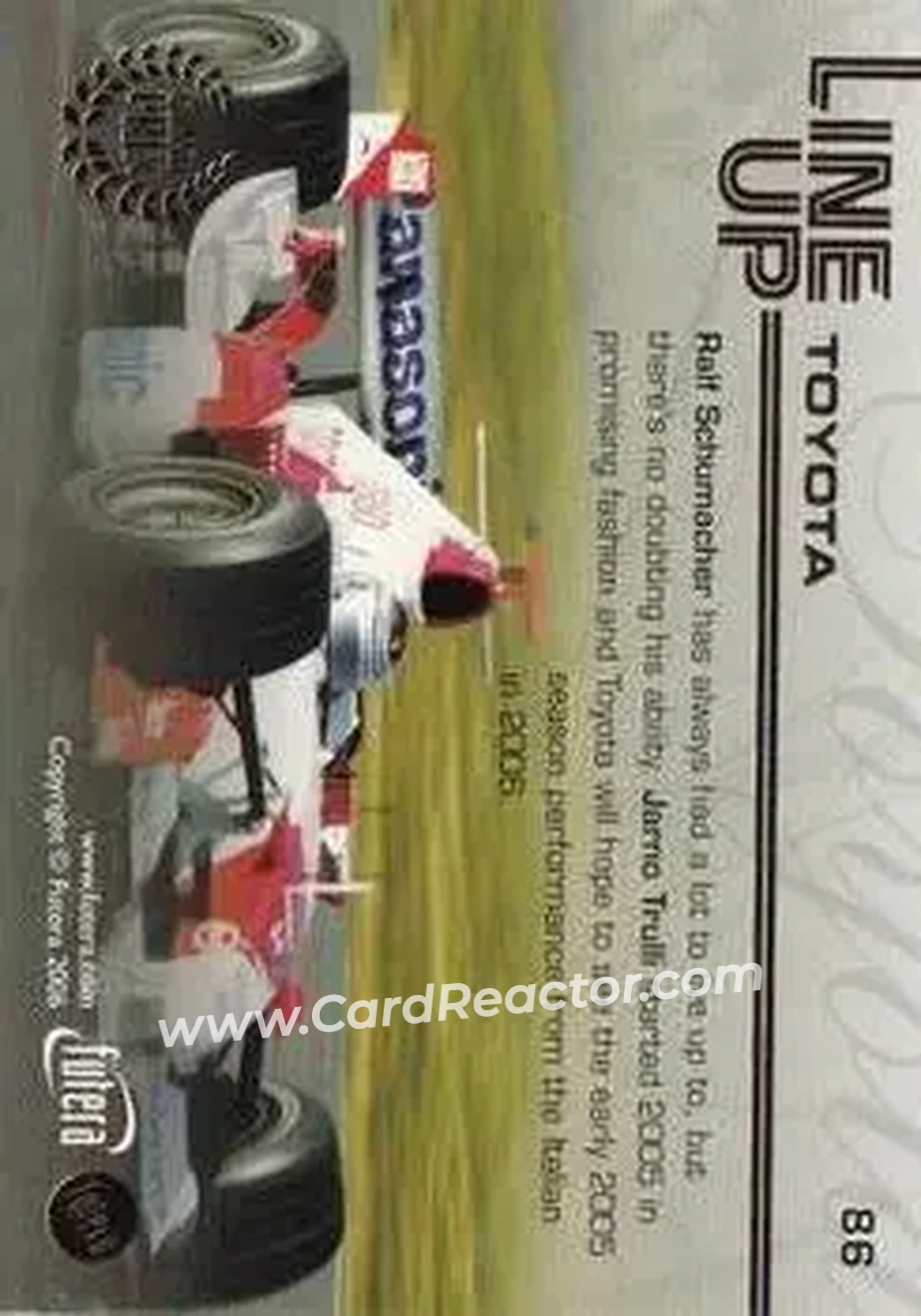 2006 Futera Grand Prix #86 - Ralf Schumacher - Jarno Trulli - Toyota Racing - Toyota Racing - Back