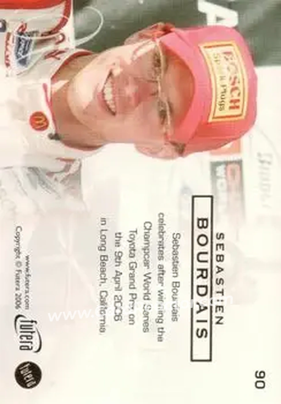 2006 Futera Grand Prix #90 - Sebastien Bourdais - Newman/Haas Racing - Back 2006 Futera Grand Prix #90 - Sebastien Bourdais - Newman/Haas Racing - Back