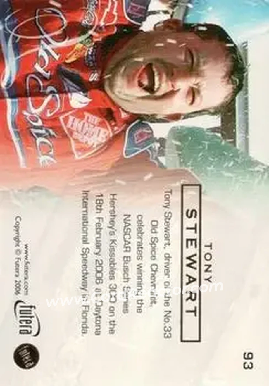 2006 Futera Grand Prix #93 - Tony Stewart - Joe Gibbs Racing - Back