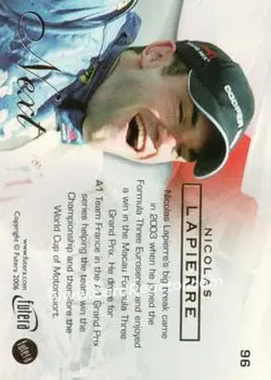 2006 Futera Grand Prix #96 - Nicolas Lapierre - A1 Team France - Back