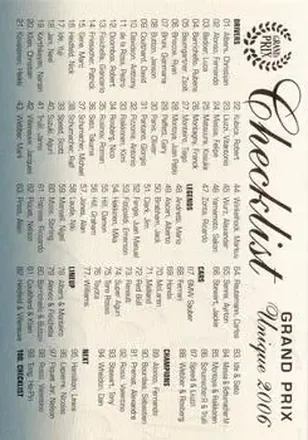 2006 Futera Grand Prix feature card