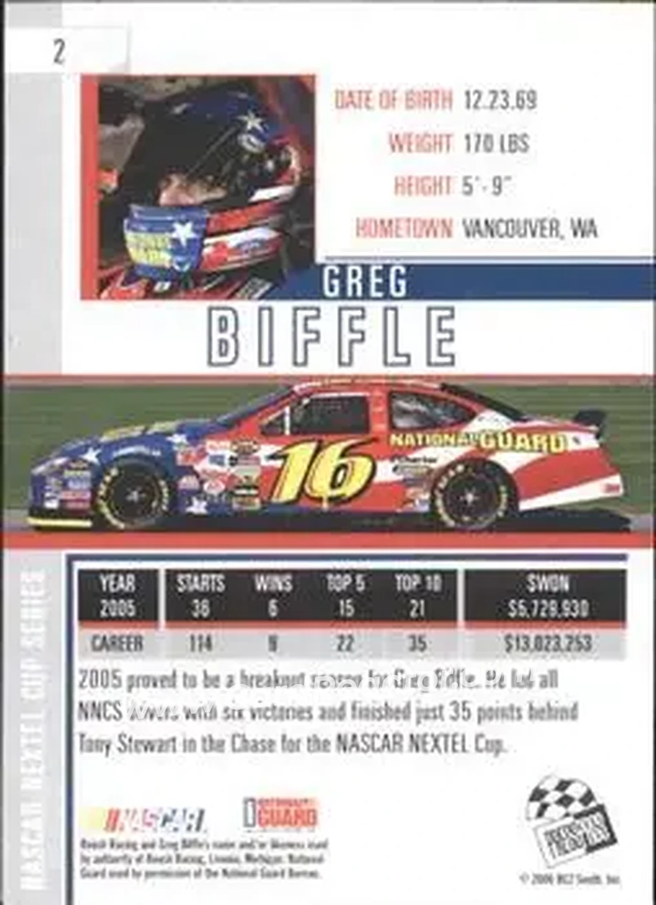 2006 Press Pass Eclipse #2 - Greg Biffle - Roush Racing - Back