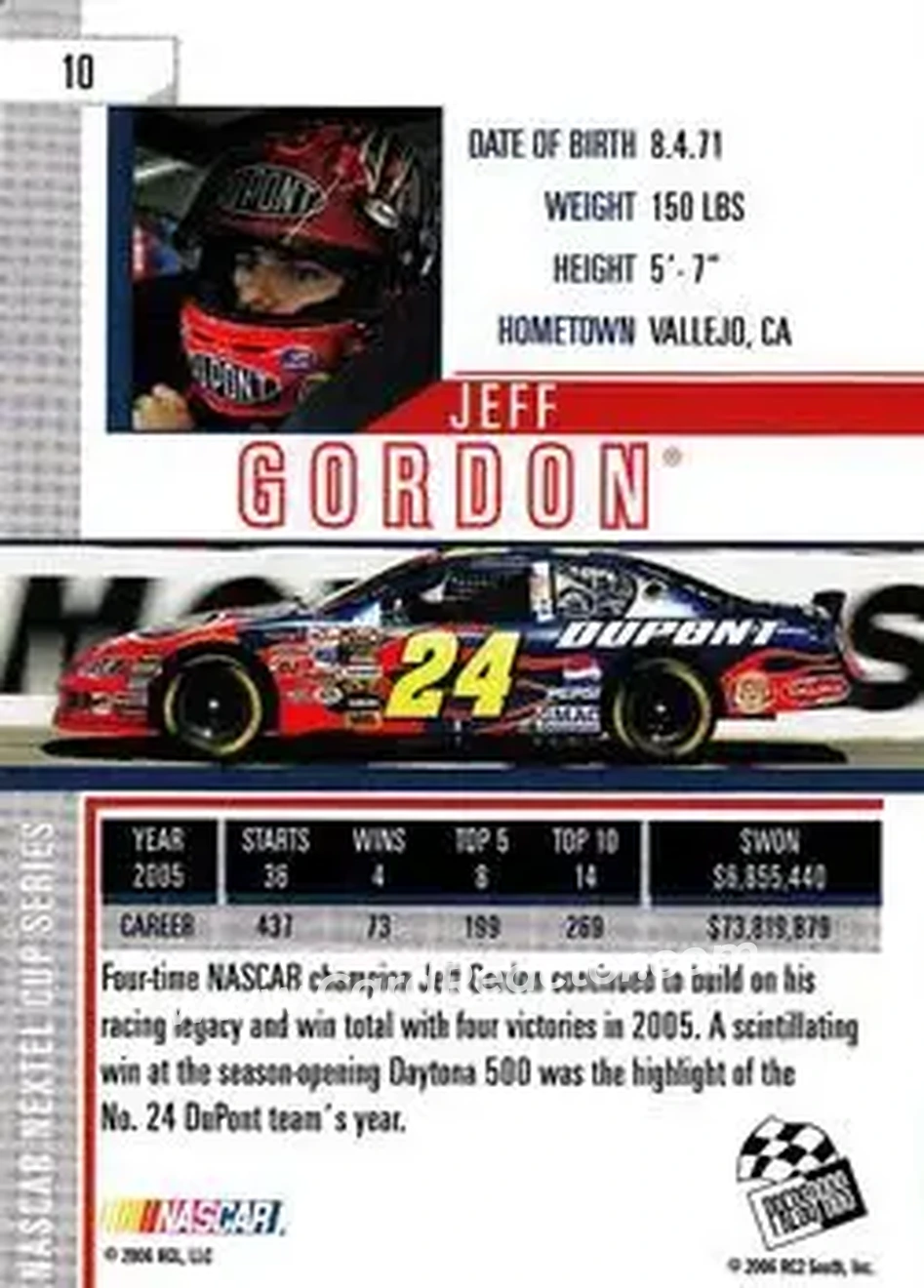 2006 Press Pass Eclipse #10 - Jeff Gordon - Hendrick Motorsports - Back
