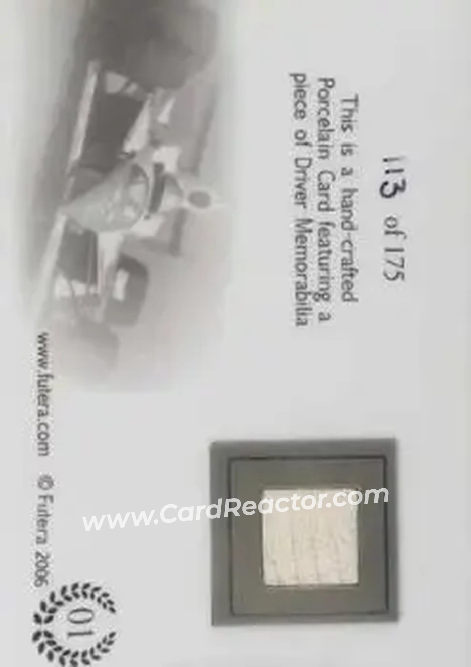 2006 Futera Grand Prix - Porcelain #01 - Mario Andretti - Andretti Green Racing - Back 2006 Futera Grand Prix - Porcelain #01 - Mario Andretti - Andretti Green Racing - Back