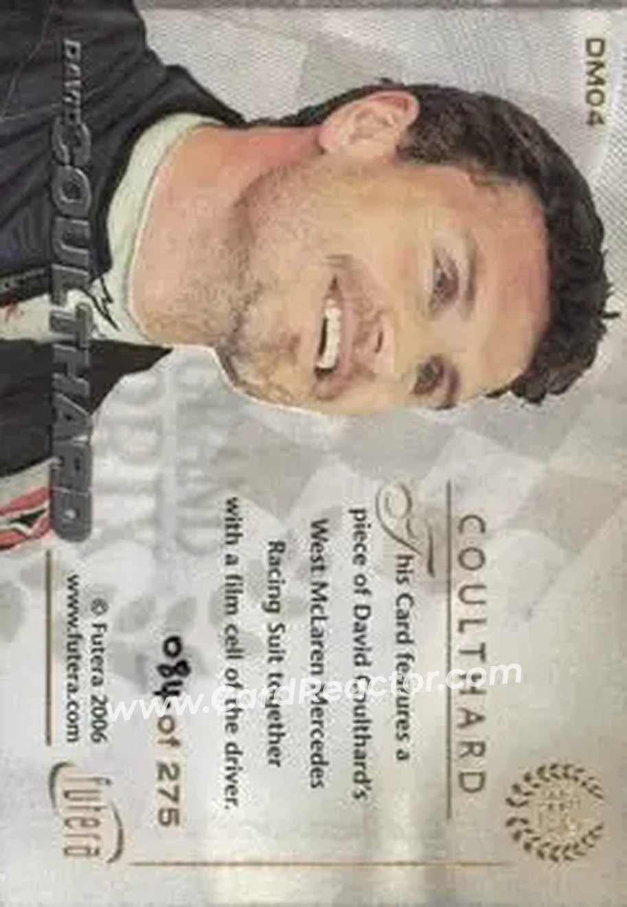 2006 Futera Grand Prix - Proof #DM04 - David Coulthard - Back