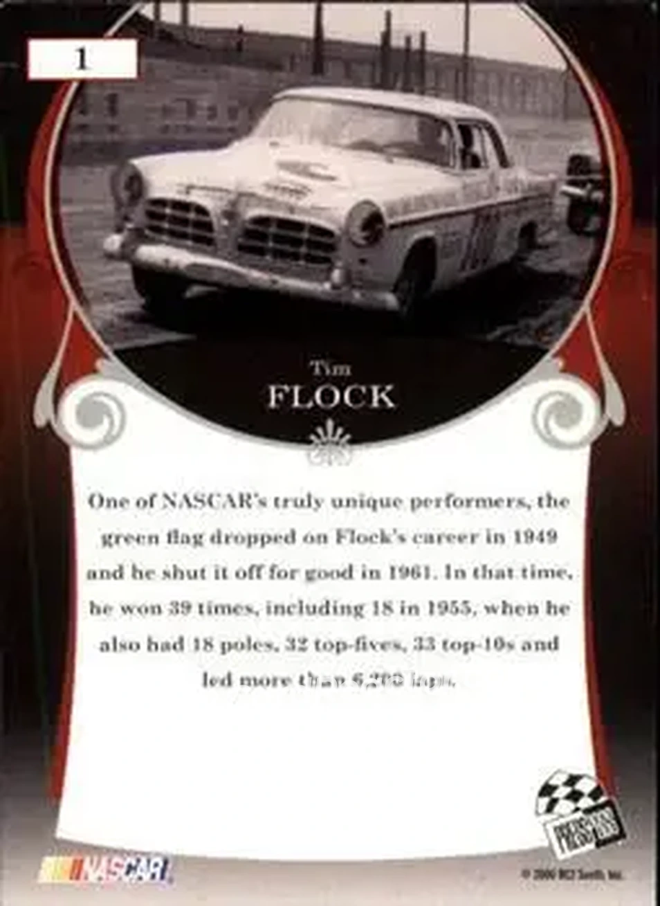 2006 Press Pass Legends #1 - Tim Flock - Carl Kiekhaefer - Back