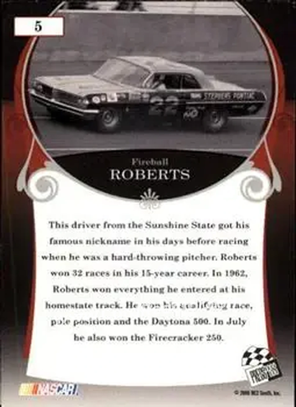 2006 Press Pass Legends #5 - Fireball Roberts - Jim Stephens - Back