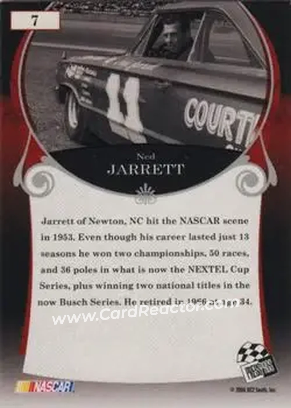 2006 Press Pass Legends #7 - Ned Jarrett - Bondy Long - Back