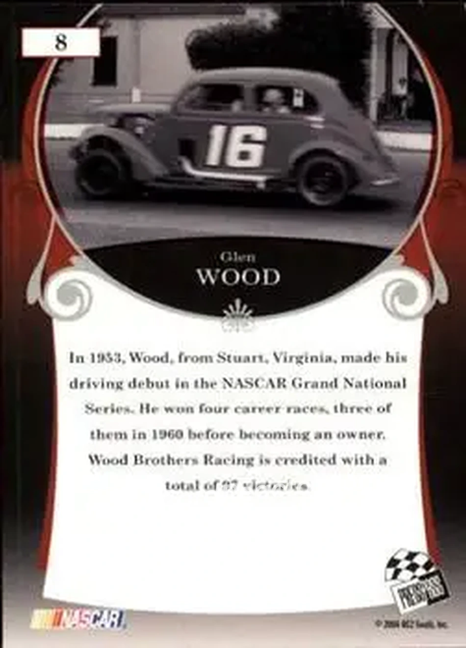 2006 Press Pass Legends #8 - Glen Wood - Wood Brothers Racing - Back