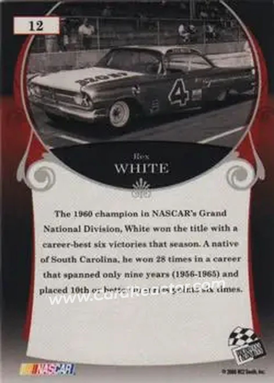 2006 Press Pass Legends #12 - Rex White - Rex White Racing - Back