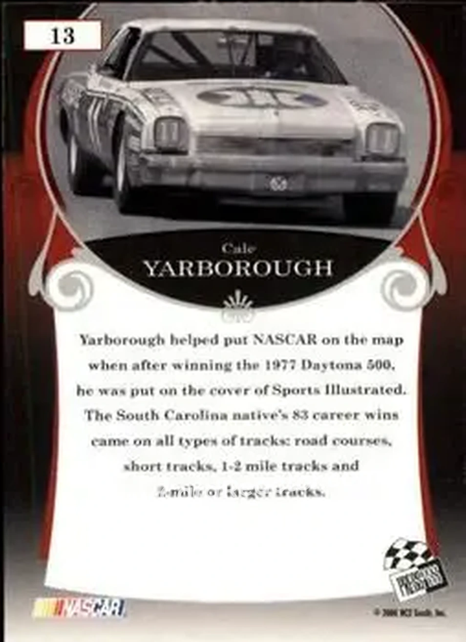 2006 Press Pass Legends #13 - Cale Yarborough - Junior Johnson & Associates - Back