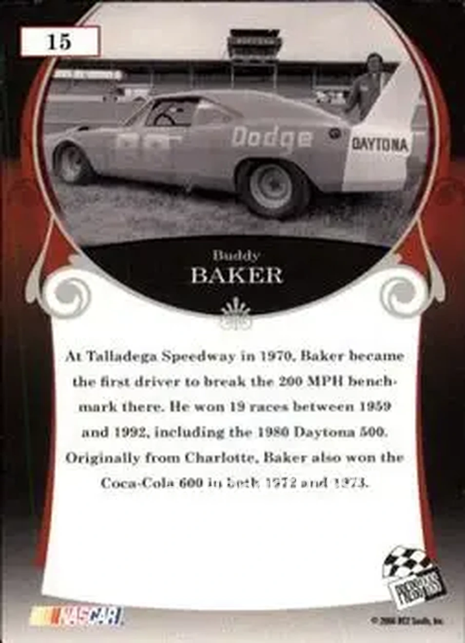 2006 Press Pass Legends #15 - Buddy Baker - Cotton Owens Garage - Back