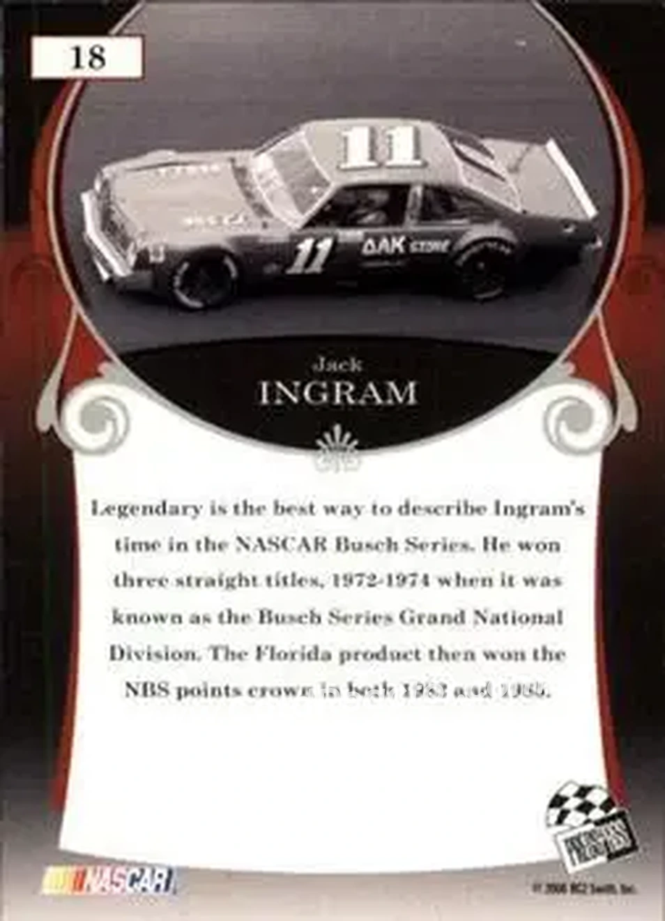 2006 Press Pass Legends #18 - Jack Ingram - Ingram Racing - Back