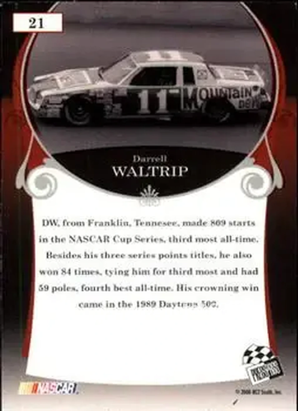 2006 Press Pass Legends #21 - Darrell Waltrip - Junior Johnson & Associates - Back