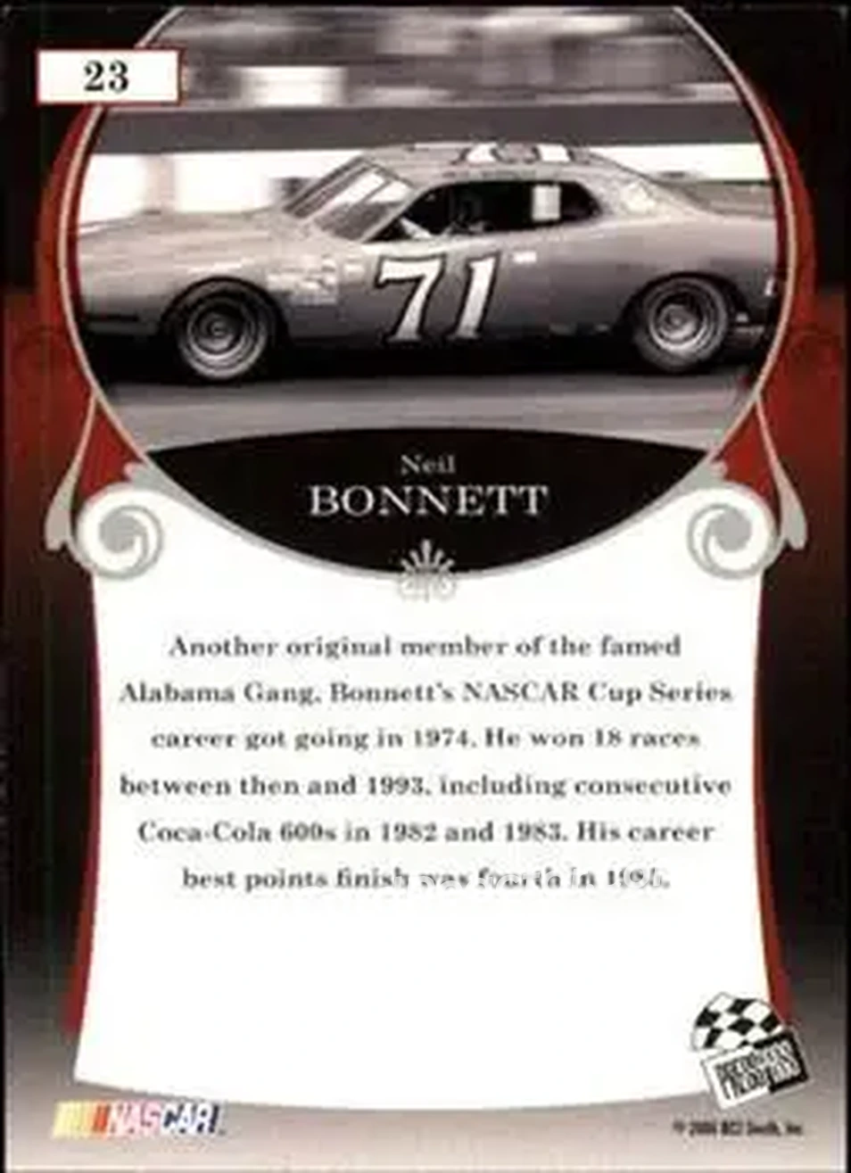 2006 Press Pass Legends #23 - Neil Bonnett - K & K Insurance - Back