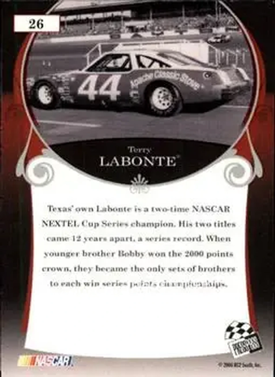 2006 Press Pass Legends #26 - Terry Labonte - Hagan Enterprises - Back