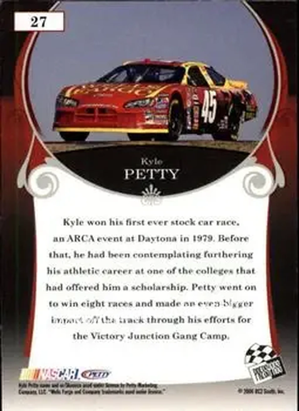 2006 Press Pass Legends #27 - Kyle Petty - Petty Enterprises - Back