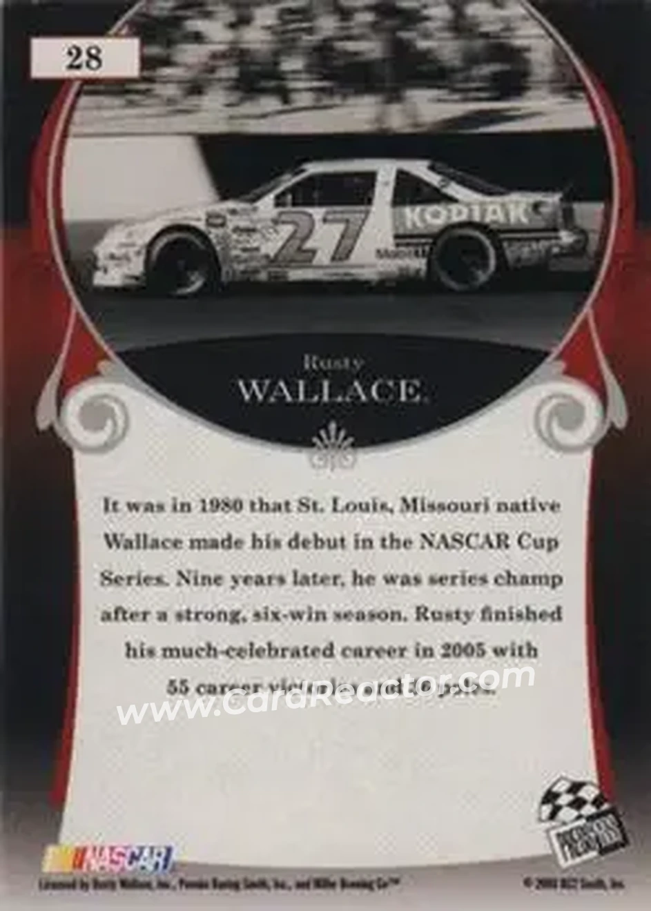 2006 Press Pass Legends #28 - Rusty Wallace - Blue Max Racing - Back