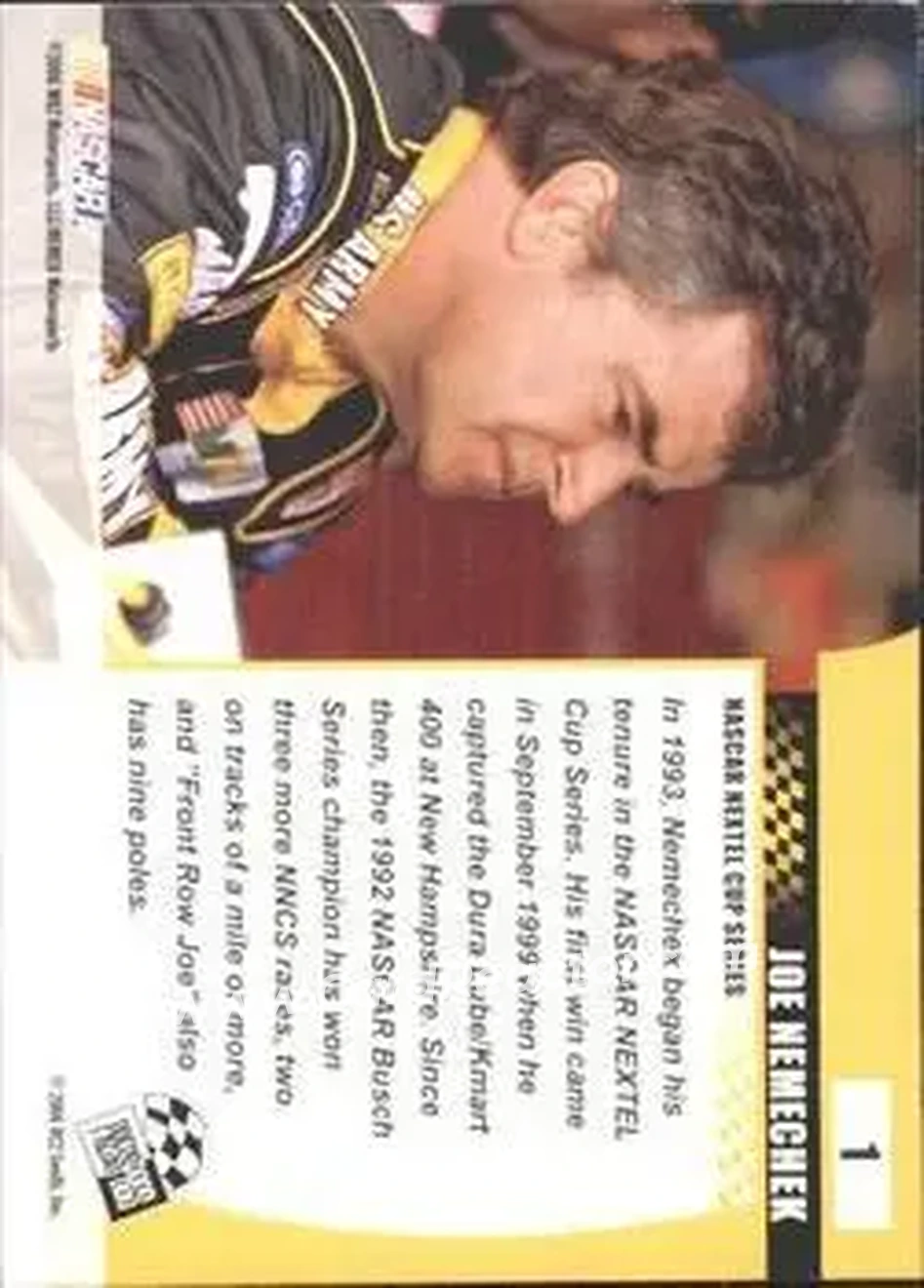 2006 Press Pass Optima #1 - Joe Nemechek - MB2 Motorsports - Back