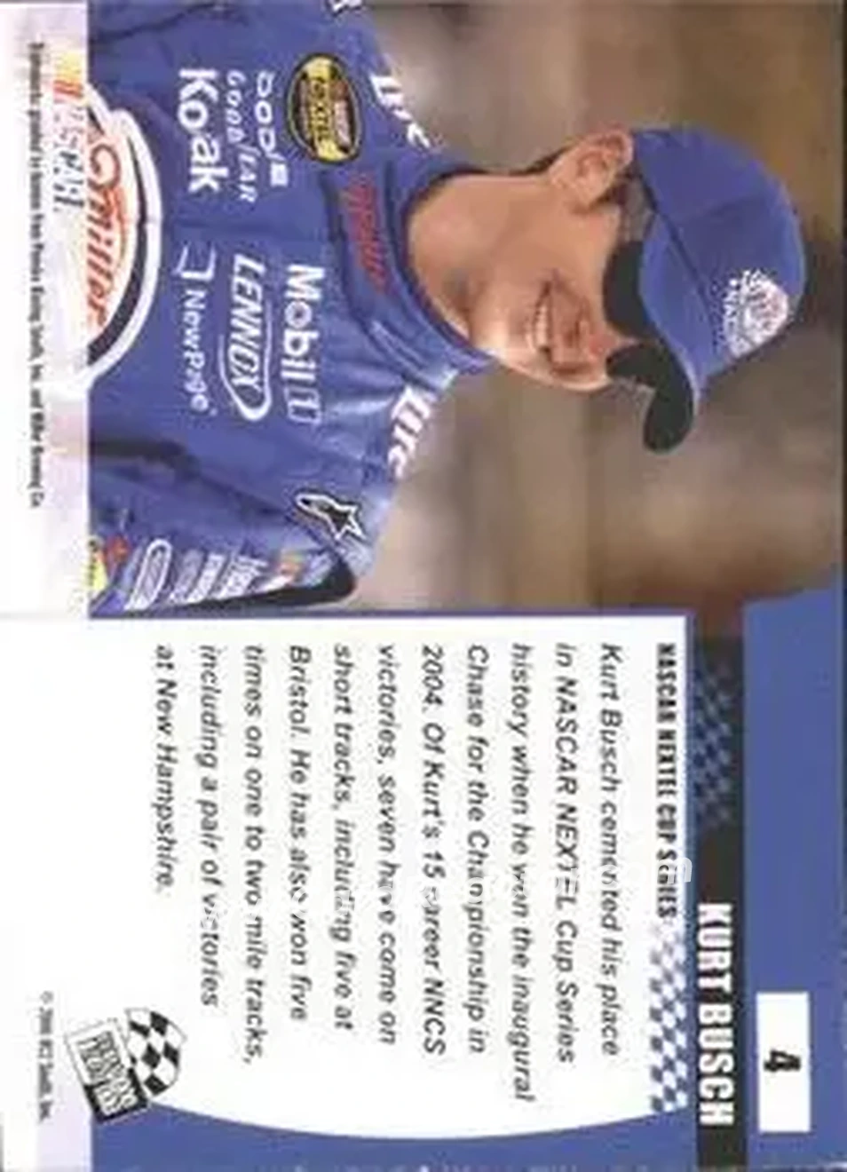 2006 Press Pass Optima #4 - Kurt Busch - Penske Racing South - Back