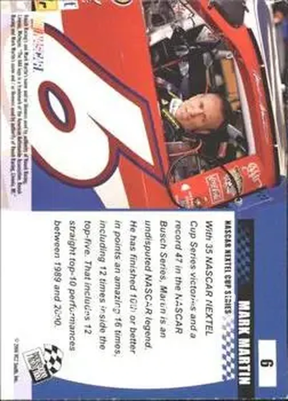 2006 Press Pass Optima #6 - Mark Martin - Roush Racing - Back