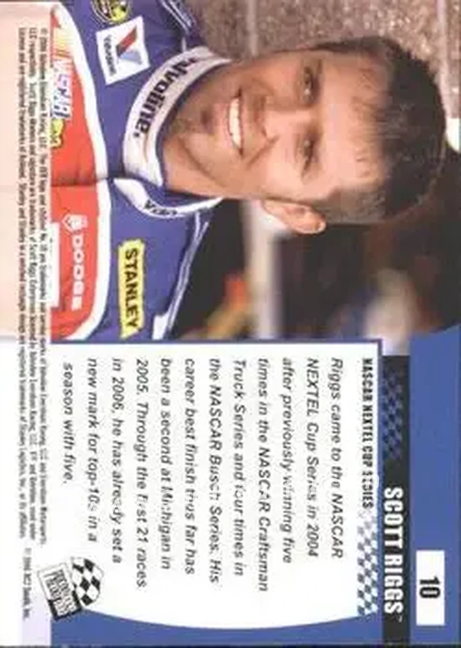 2006 Press Pass Optima #10 - Scott Riggs - Evernham Motorsports - Back