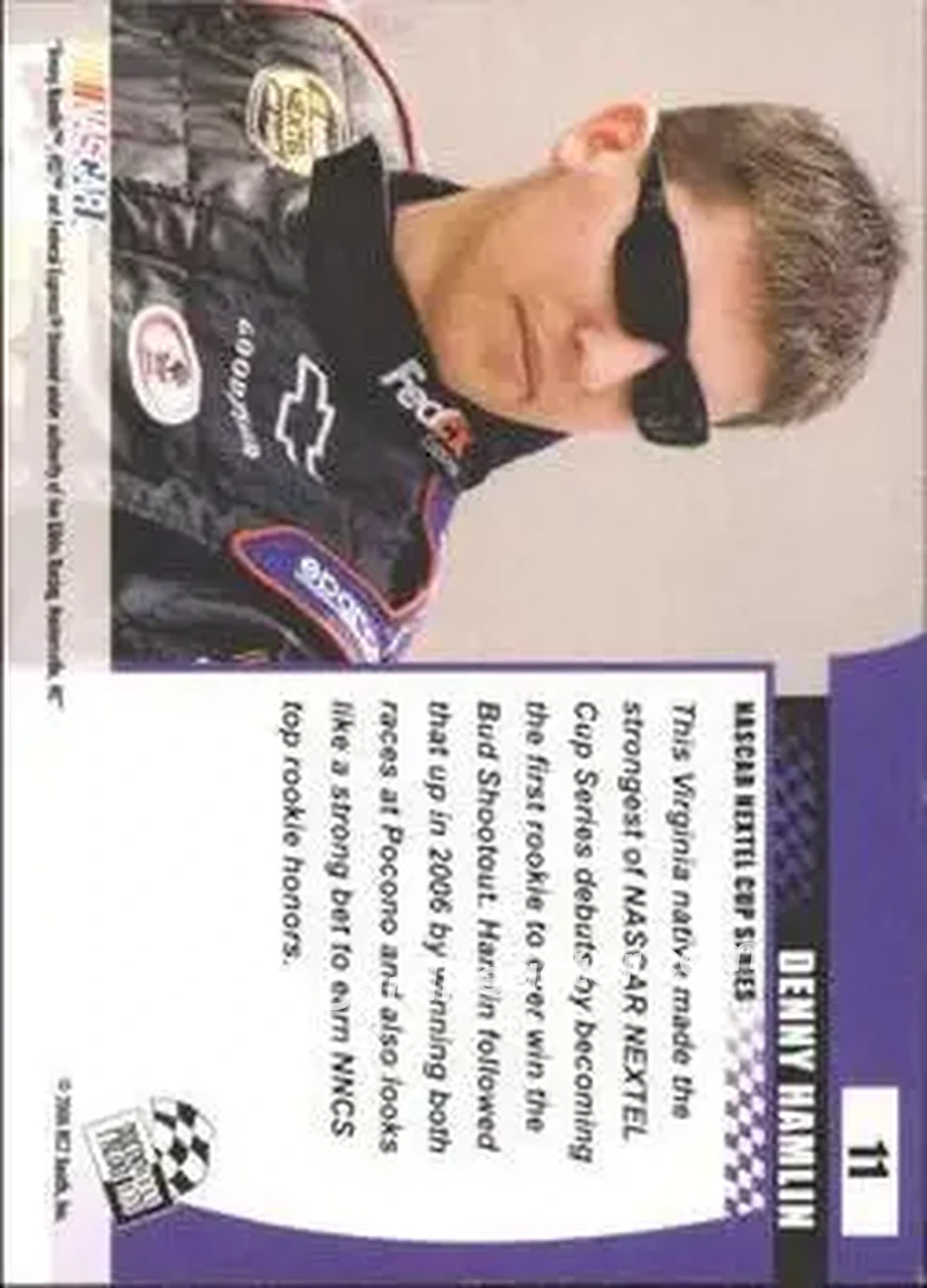 2006 Press Pass Optima #11 - Denny Hamlin - Joe Gibbs Racing - Back